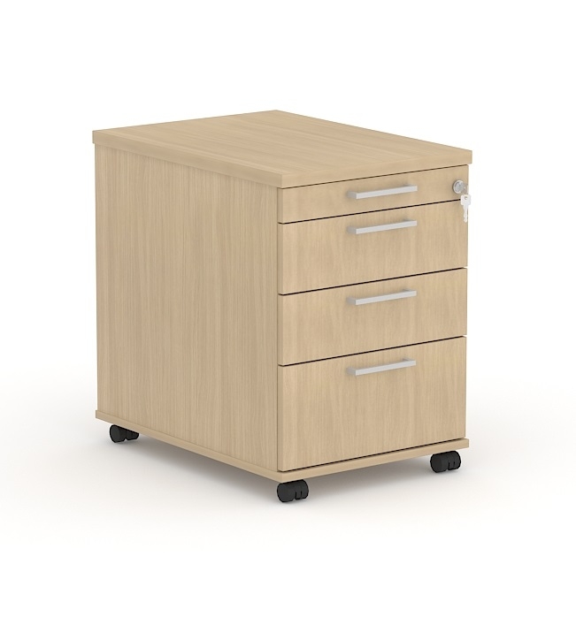 Optima Office Lockable Mobile Pedestal w/4 Metal Sided Drawers