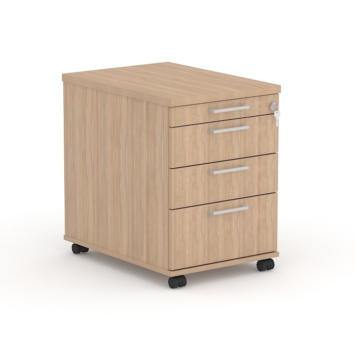 Optima Office Lockable Mobile Pedestal w/4 Metal Sided Drawers