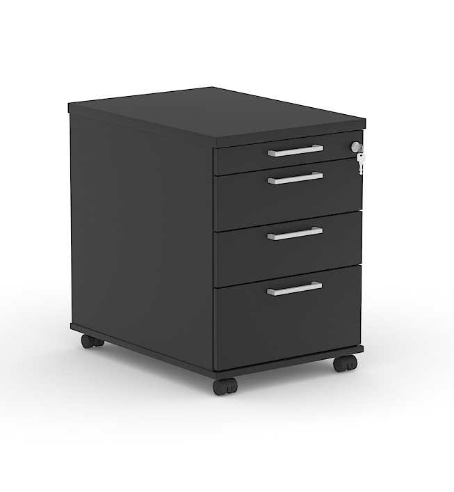 Optima Office Lockable Mobile Pedestal w/4 Metal Sided Drawers