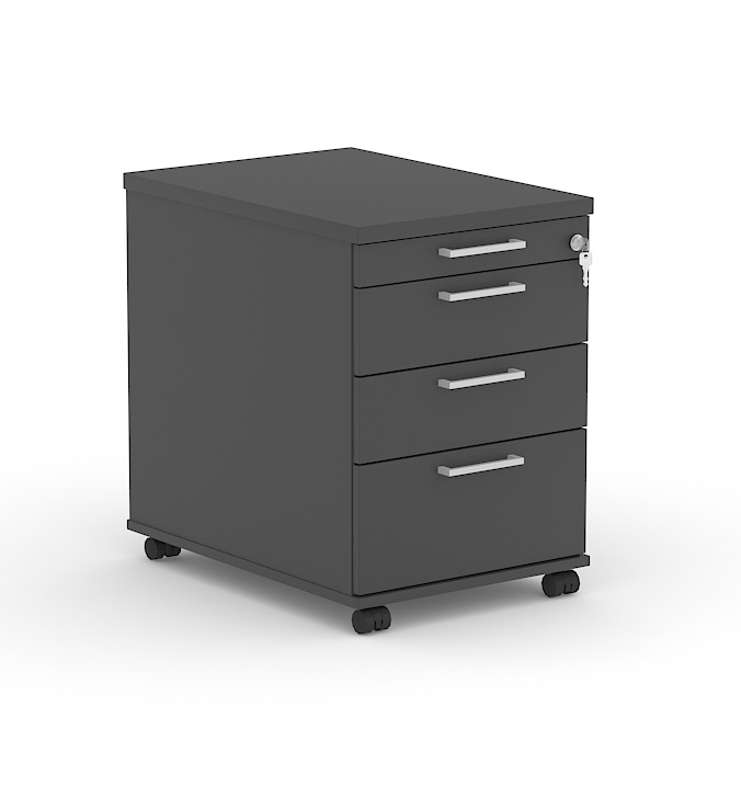 Optima Office Lockable Mobile Pedestal w/4 Metal Sided Drawers