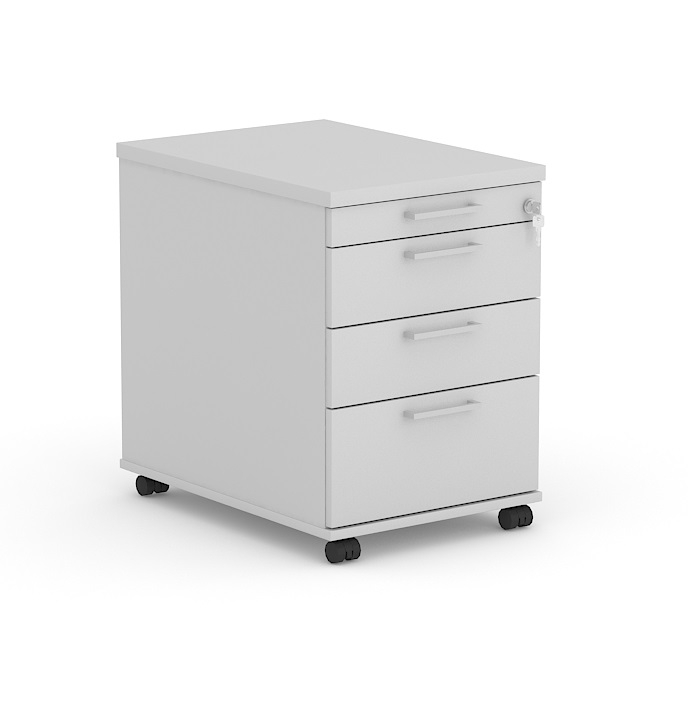 Optima Office Lockable Mobile Pedestal w/4 Metal Sided Drawers