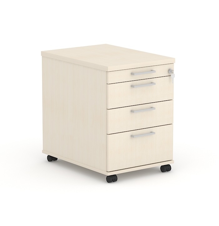 Optima Office Lockable Mobile Pedestal w/4 Metal Sided Drawers