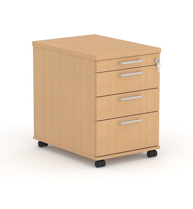 Optima Office Lockable Mobile Pedestal w/4 Metal Sided Drawers