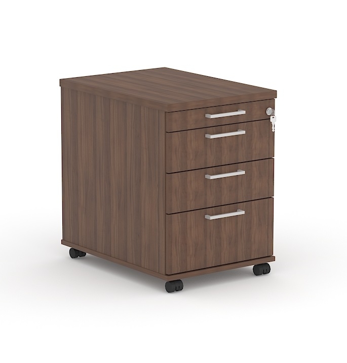 Optima Office Lockable Mobile Pedestal w/4 Metal Sided Drawers
