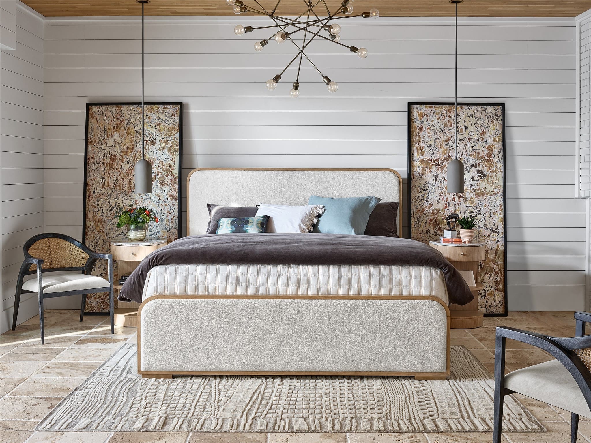 Nomad Fabric/Wood Panel Bed, King Size 