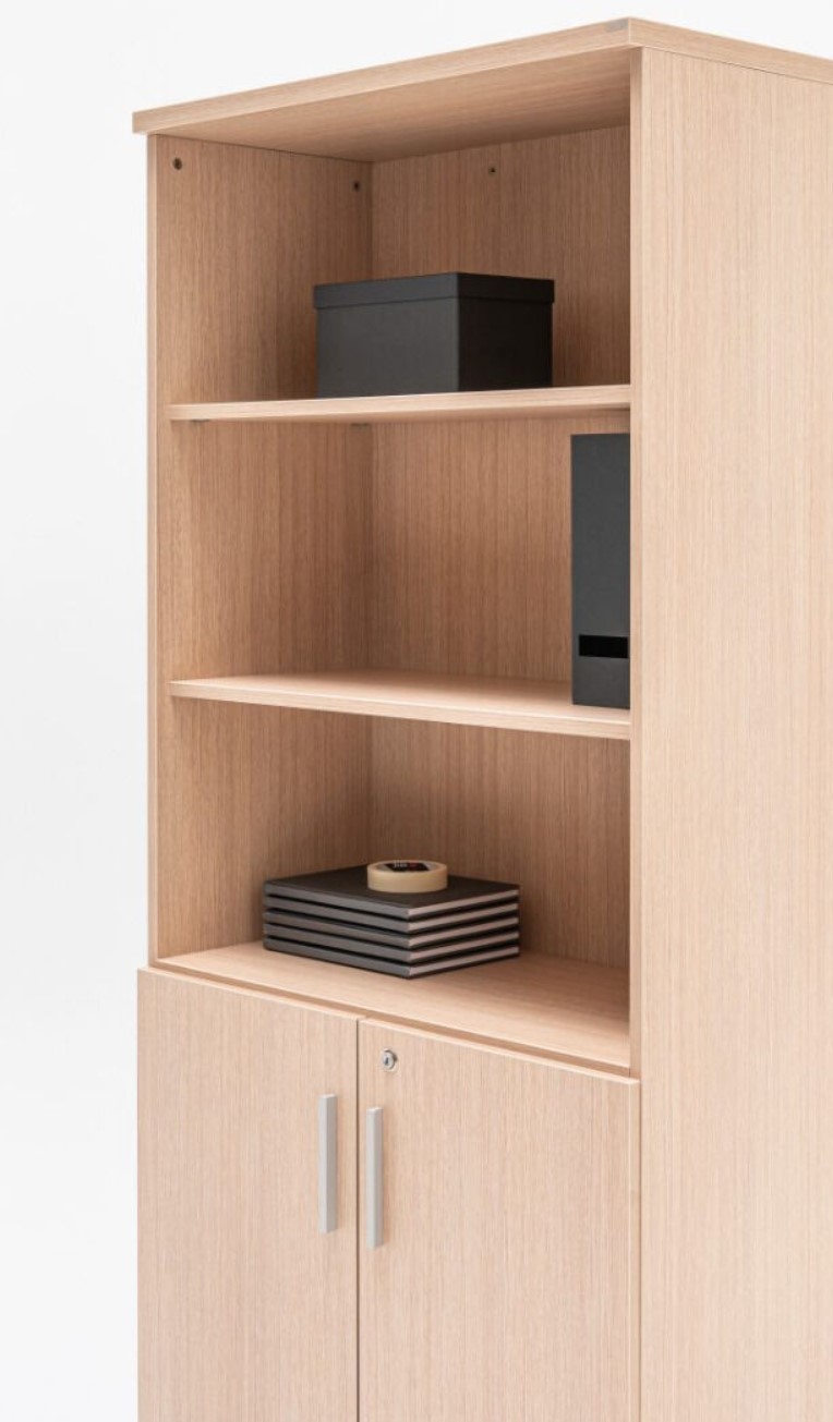 Quando Office Half-Bookcase w/3 Open Shelves & 2 Lockable Doors