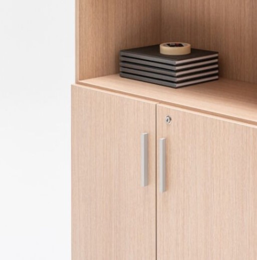 Quando Office Half-Bookcase w/3 Open Shelves & 2 Lockable Doors