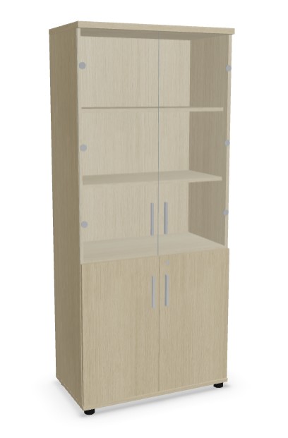 Quando Office Cabinet w/2 Upper Glass Doors & 2 Lockable Down Doors