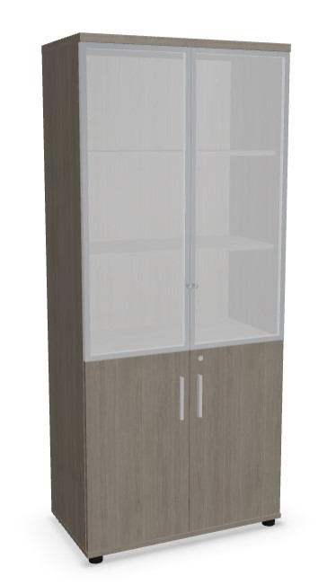 Quando Office Cabinet w/2 Upper Glass Doors & 2 Lockable Down Doors