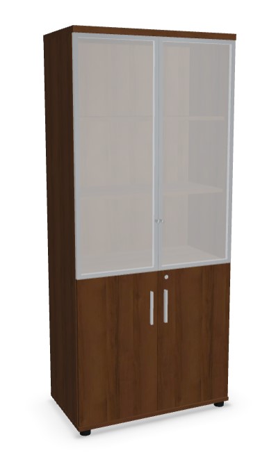 Quando Office Cabinet w/2 Upper Glass Doors & 2 Lockable Down Doors