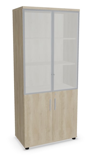 Quando Office Cabinet w/2 Upper Glass Doors & 2 Lockable Down Doors