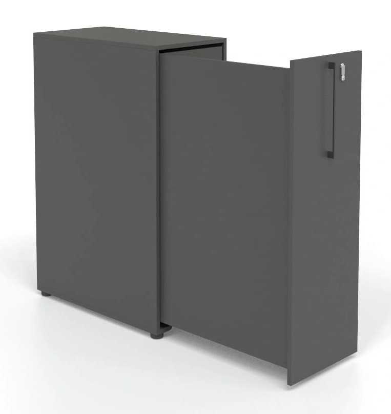 Boxi Office Lockable Storage Tower w/1 Shelf, 2 Metal Shelves, 2 Small Drawers & USB Port