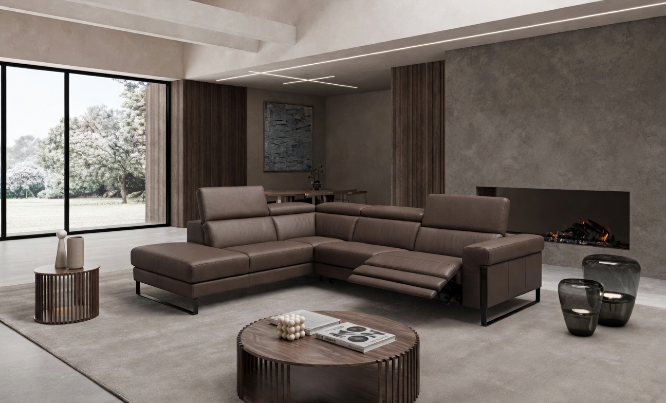 Celeste Modular Leather L-Shape Sectional Sofa