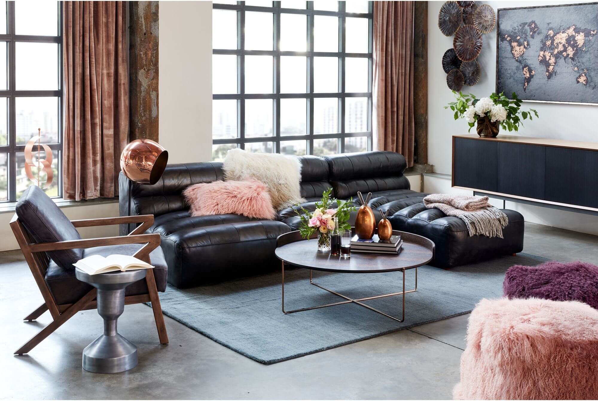 Ramsay Leather Chaise