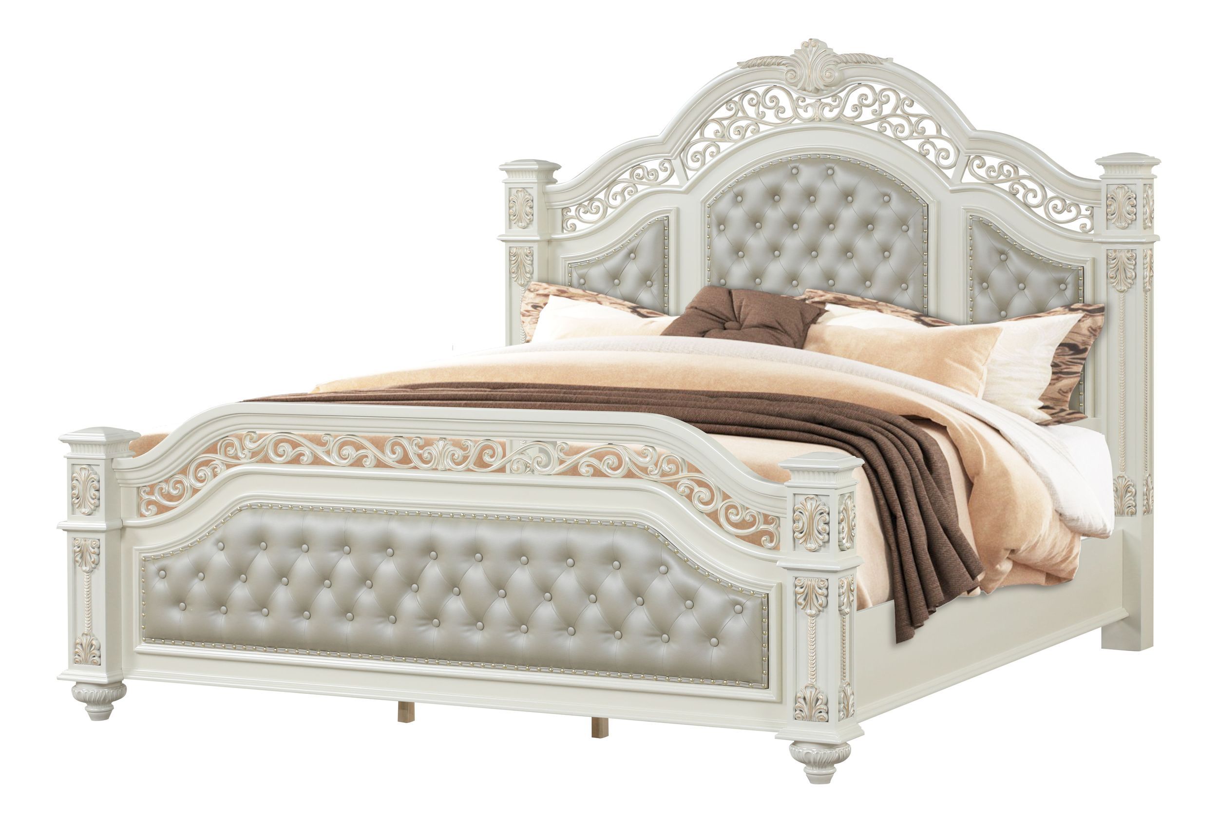 Marya Bedroom Set with Faux Leather Upholstered Headboard & Footboard