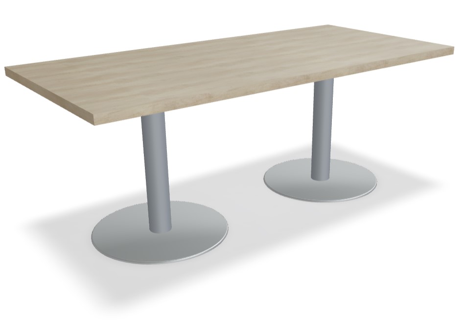 Quando Rectangular Conference Table w/Metal Disc Base
