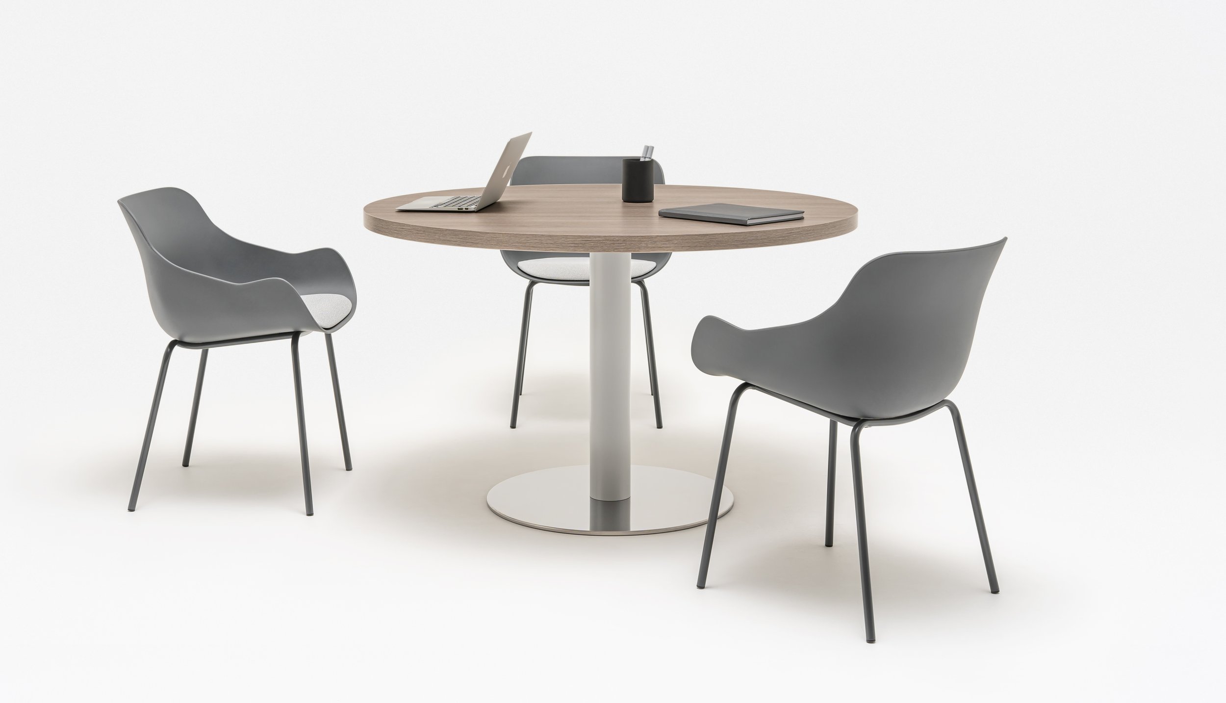 Quando MFC Round Coffee Table w/ Metal Disc Base