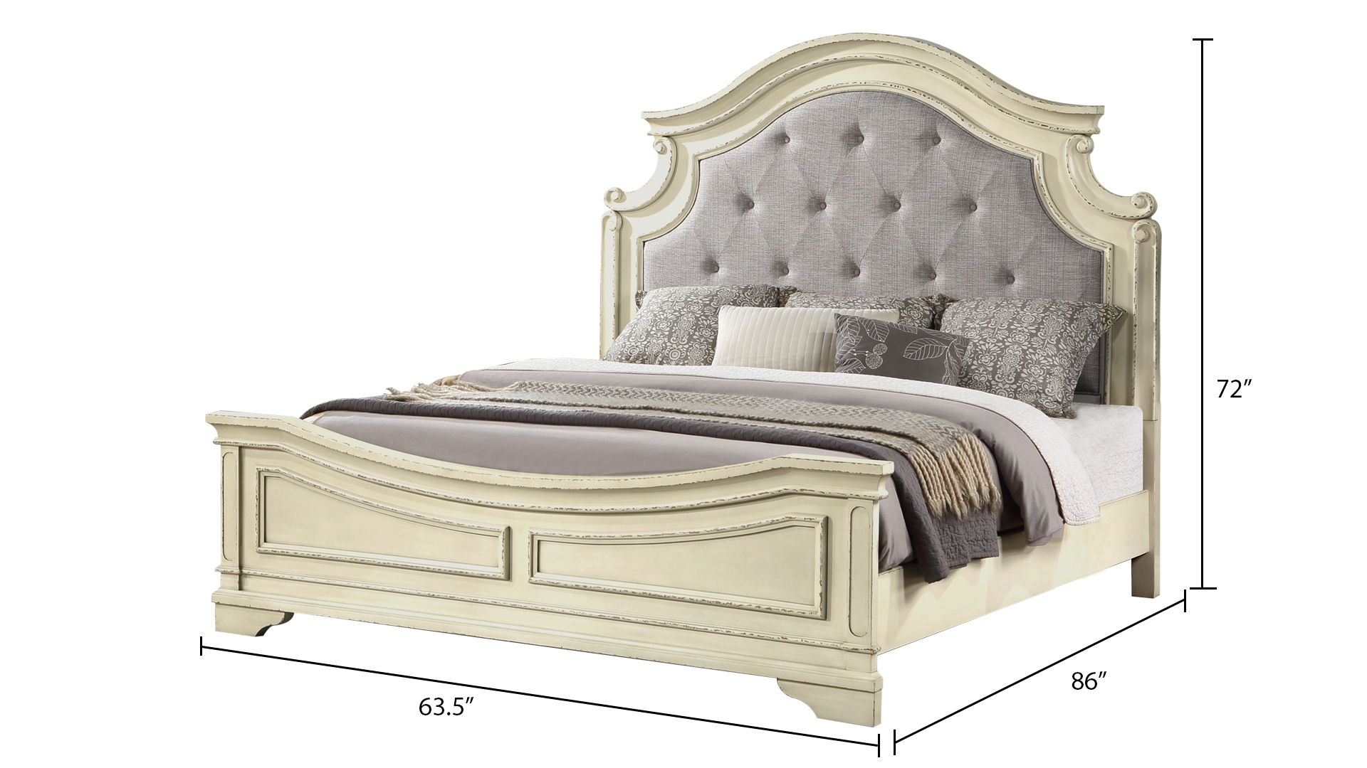 Noble Bed with Fabric Upholstered Headboard