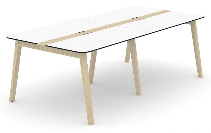 Nova Wood Rectangular HPL 10-Person Office Meeting Table w/2 Grommets & 2 Metal Cable Trays