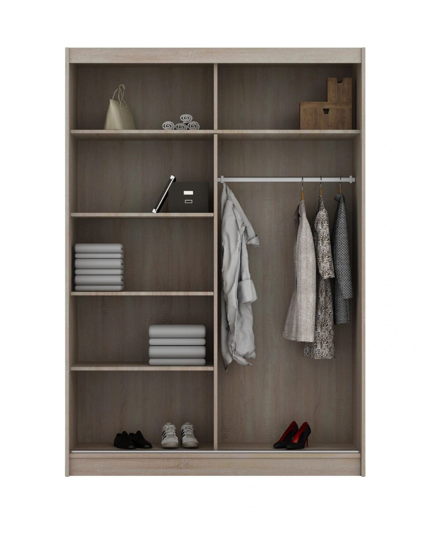 Marika 71-inch 2-Door Matte Wood Wardrobe with Mirror