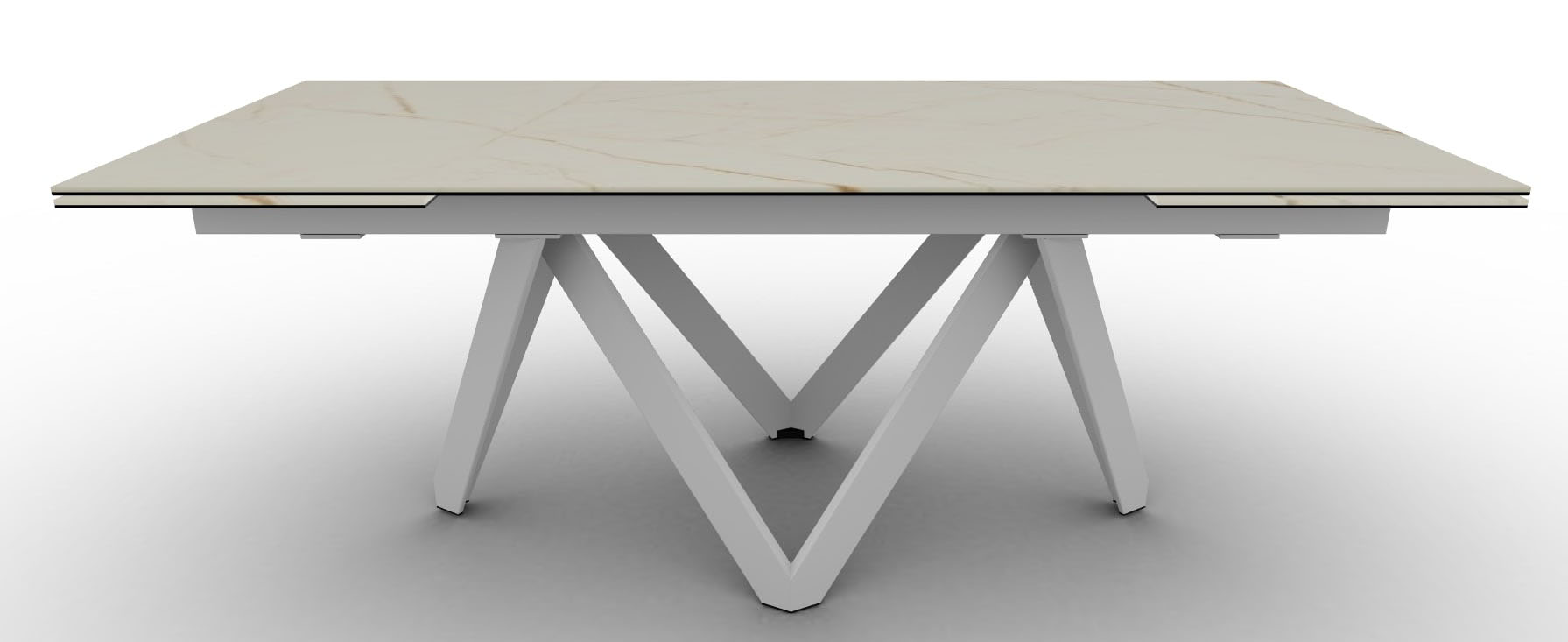 Cartesio W78.7"-98.4"-118.1" Ceramic/Metal/Wood Customizable Extendable Rectangular Dining Table
