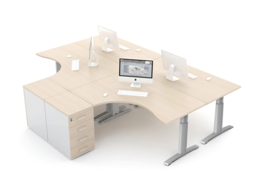 Ergonomic Master MFC Radial Office Desk w/Manual Height Adjustment
