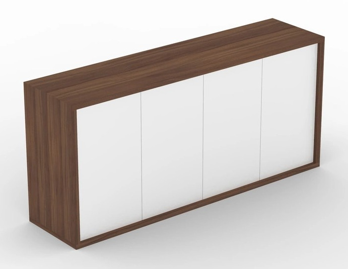 Nova Basic Dark Walnut Veneer Cabinet With Shelves & Push Opening