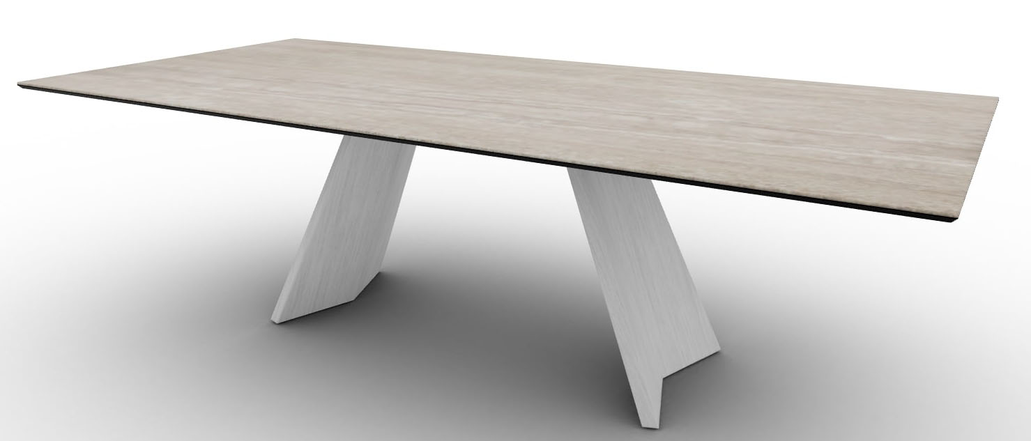 Icaro W98.4-inch Ceramic/Wood Customizable Rectangular Dining Table