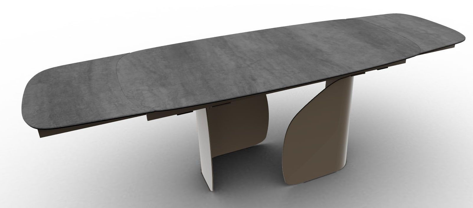 Twins W64.9"-79.9"-94.8" Ceramic/Metal Customizable Extendable Elliptical Dining Table