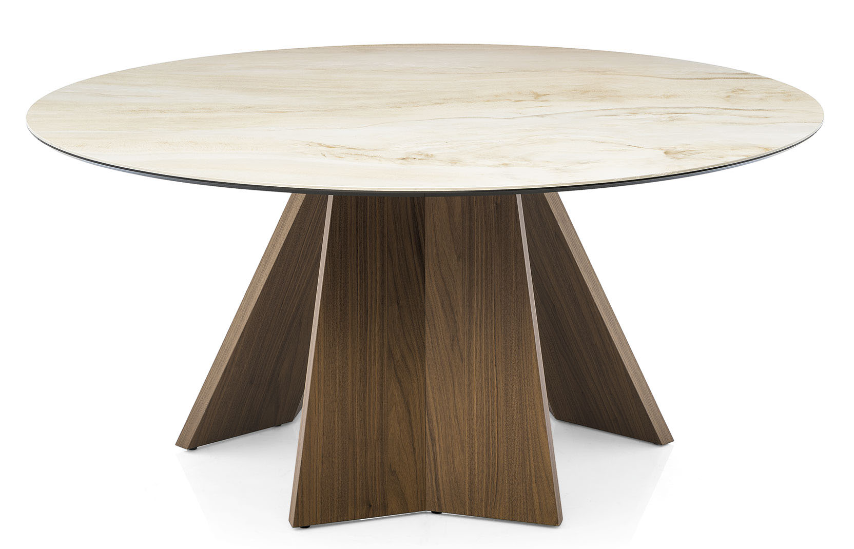 Icaro W62.9-inch Ceramic/Wood Customizable Round Dining Table