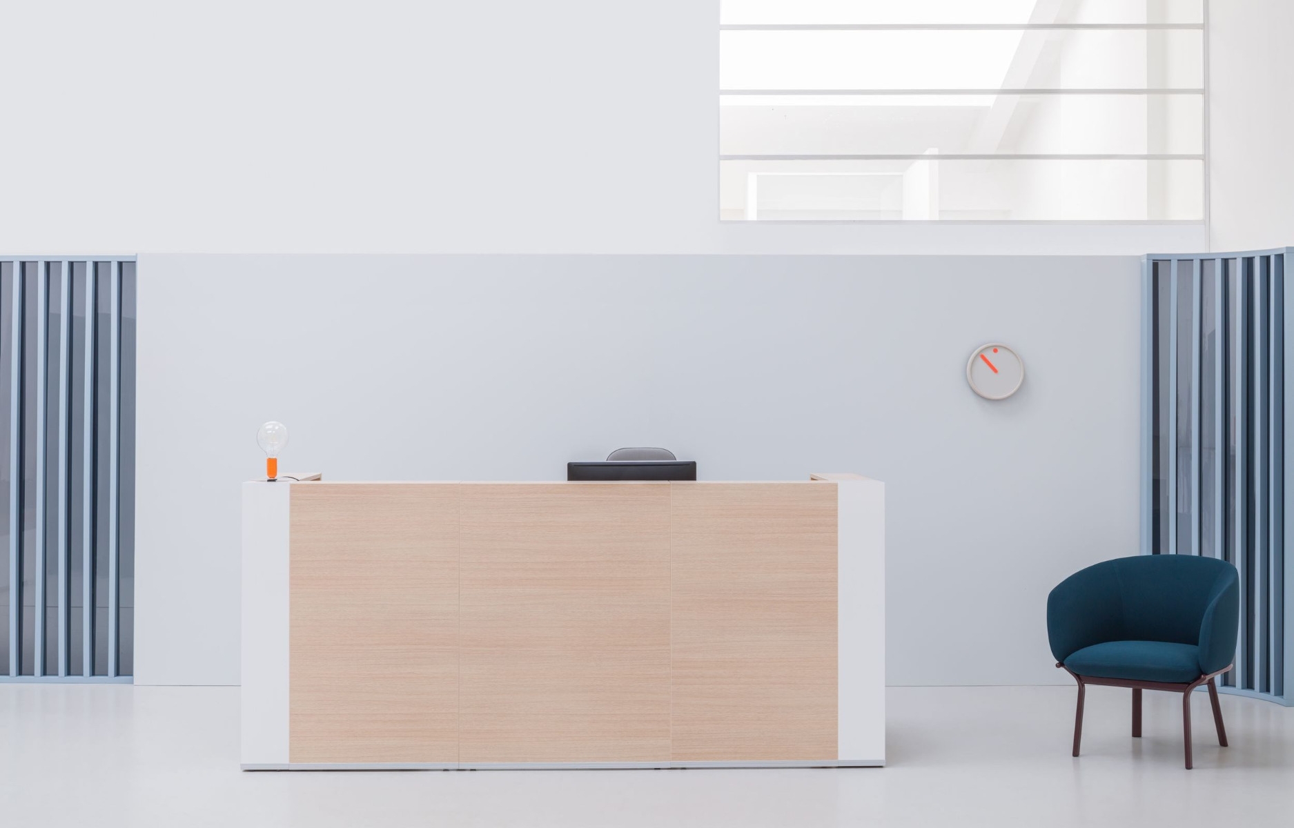 Front view of Tera 111" desk in white finish