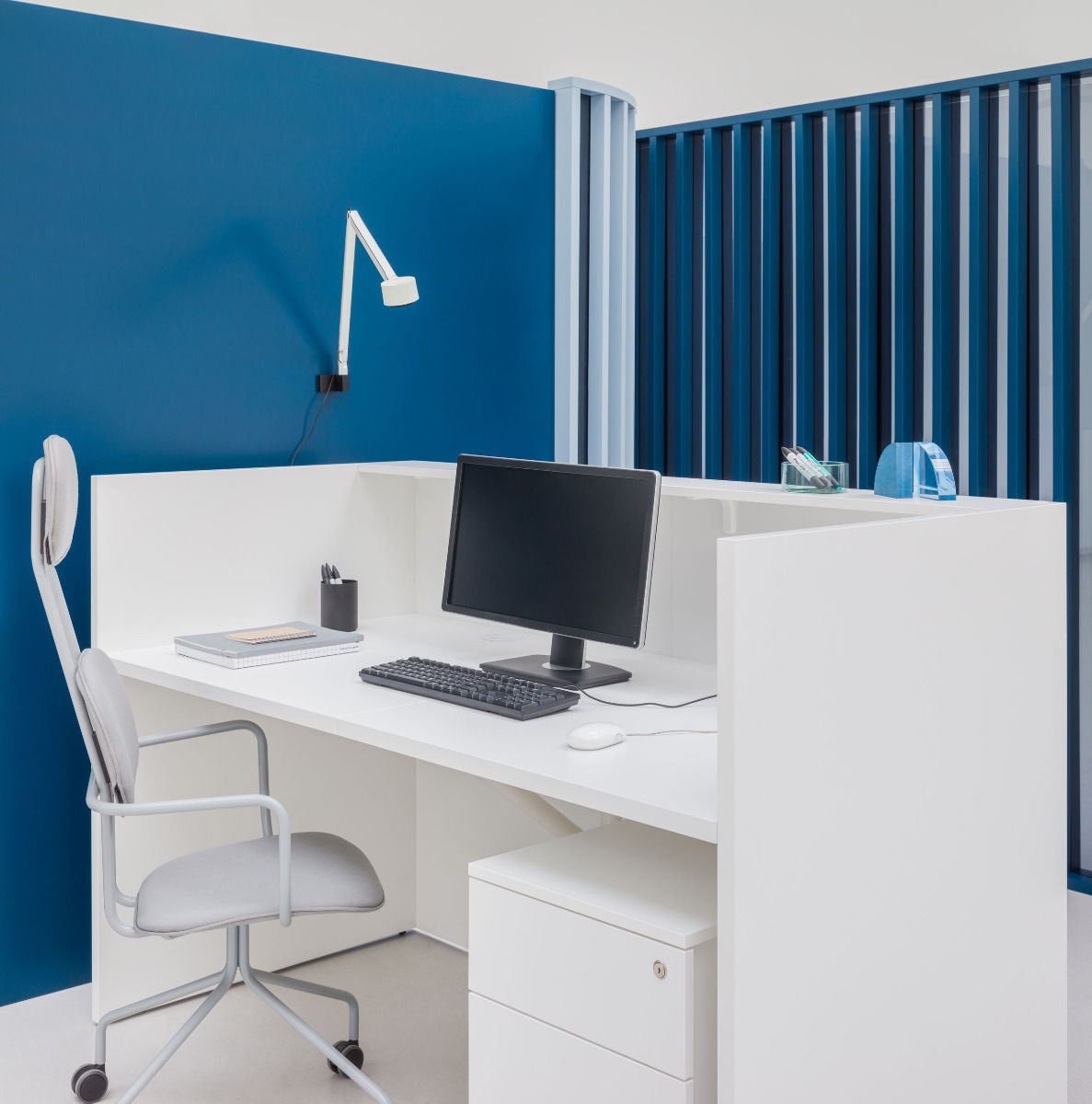 Tera 65" Straight Small Reception Desk in white