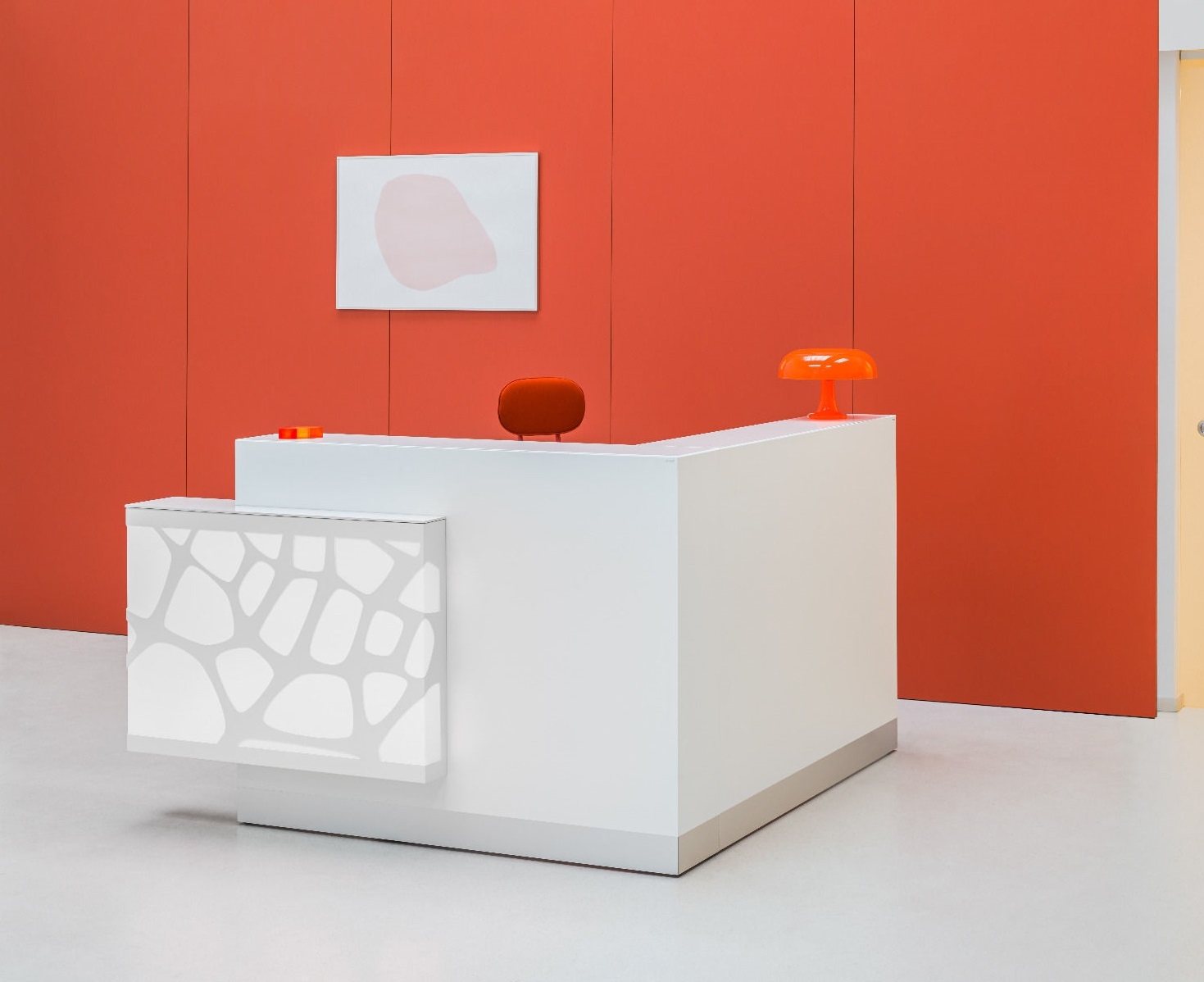 ORGANIC L-Shaped Reception Desk w/Right Side RGB Light Panel