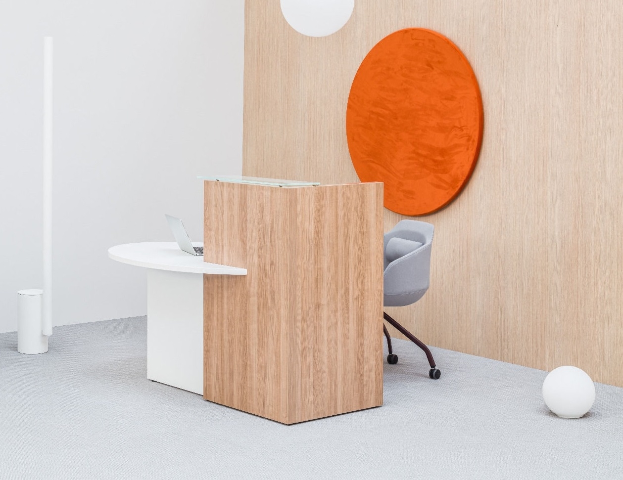 OVO Small Reception Desk w/Right-Handed Counter Top, Composition 2, ADA Compliance