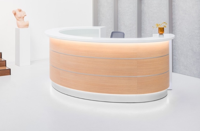 Valde 126" Curved Reception Desk by MDD in Beige Matt