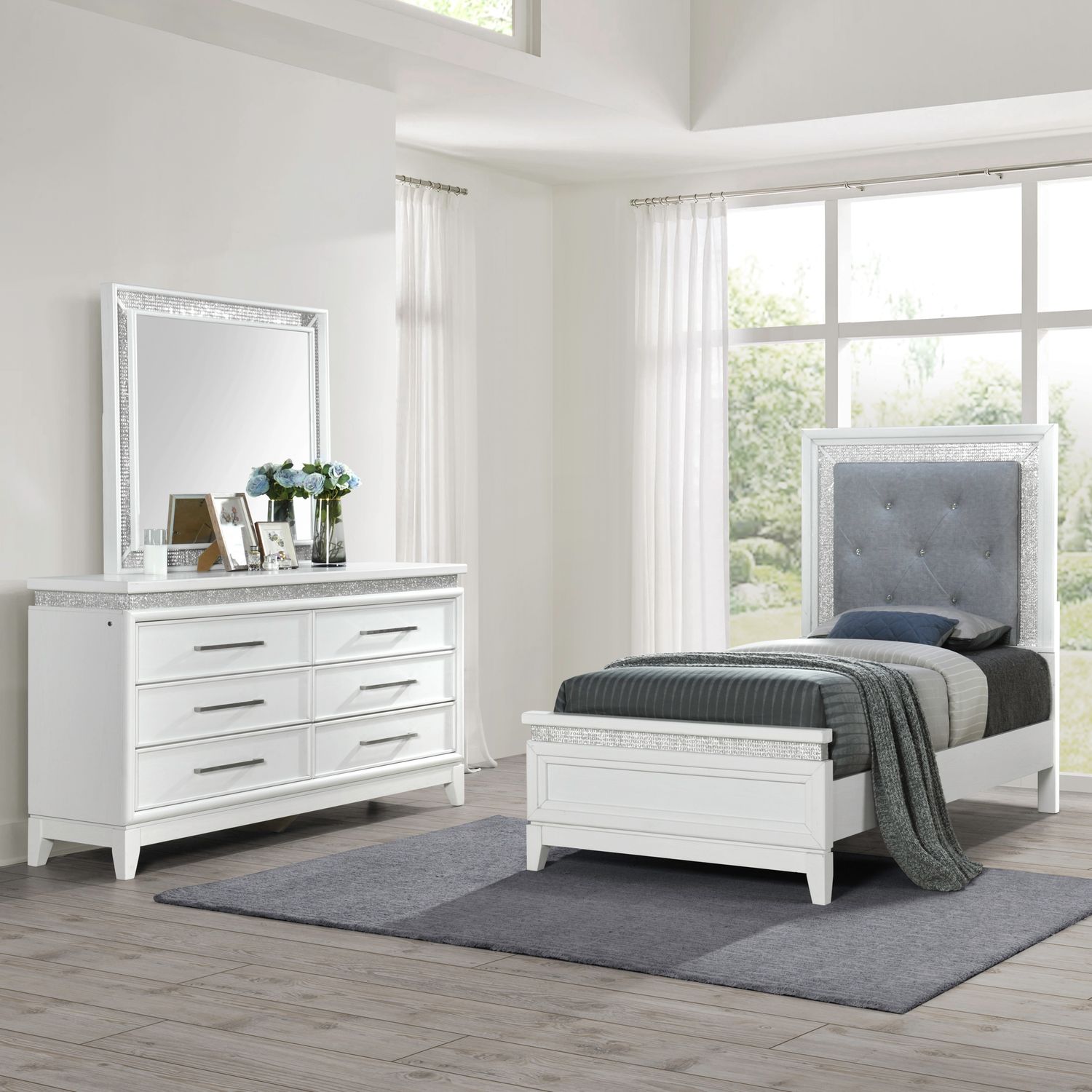 Reflections Wood 6-Drawer Double Dresser w/Lights