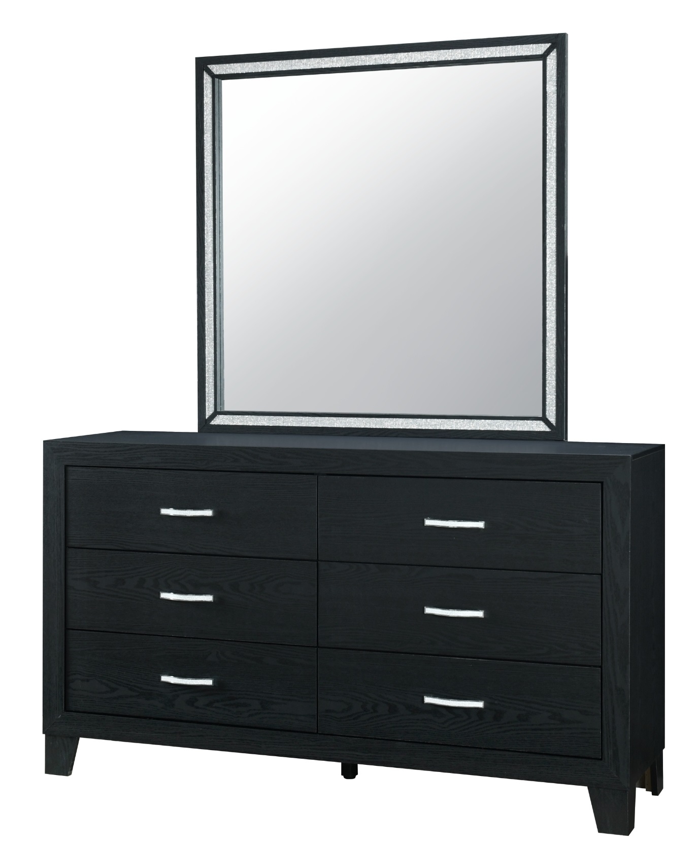 Reid Velvet/Wood Panel Bedroom Set w/LED Lighting