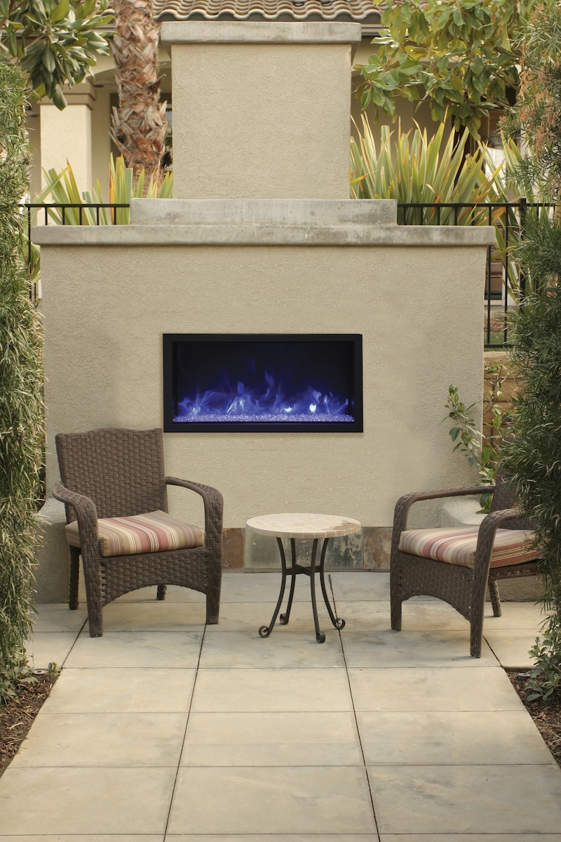XT 45" Extra Tall Indoor/Outdoor Electric Built-in Fireplace w/Black Steel Surround