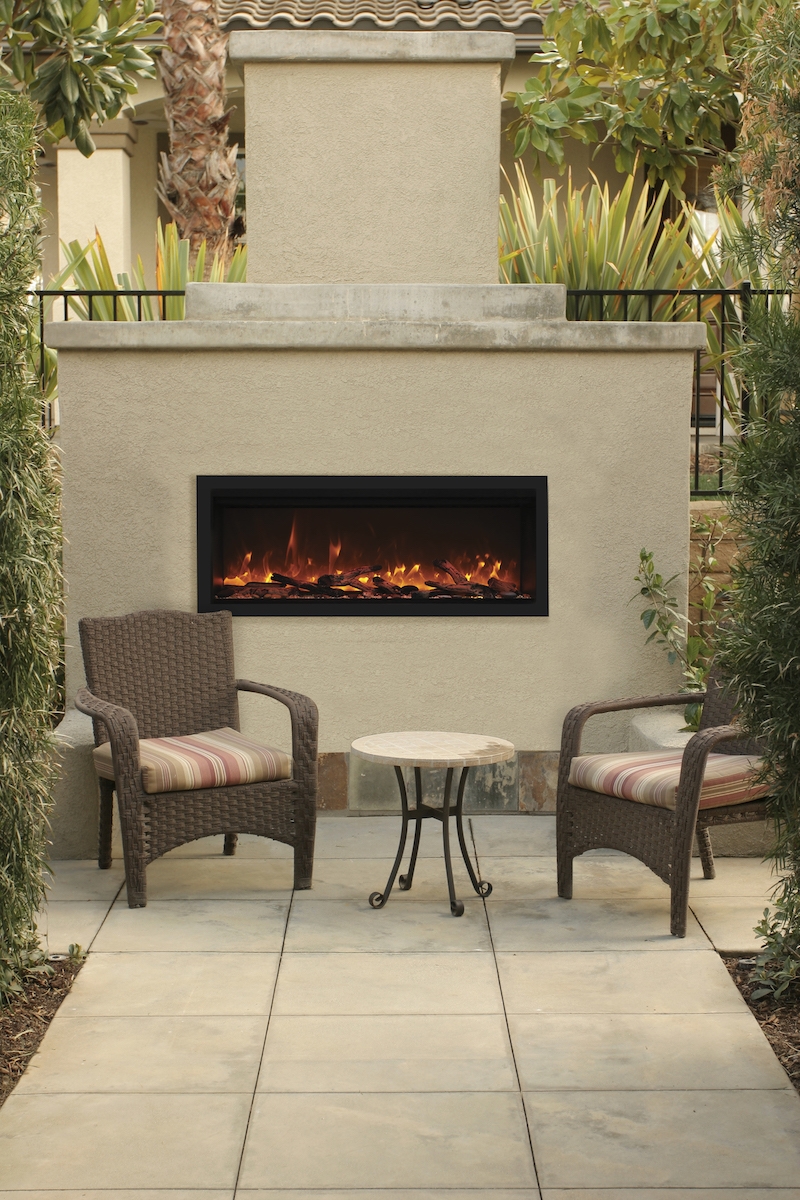 XT 55" Extra Tall Indoor/Outdoor Electric Built-in Fireplace w/Black Steel Surround