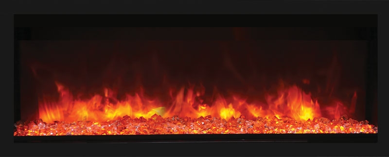 XT Extra Tall Indoor/Outdoor Electric Built-in Fireplace w/ Black Steel Surround