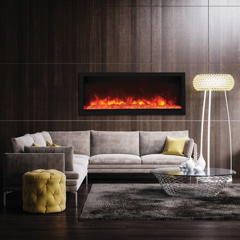XT 55" Extra Tall Indoor/Outdoor Electric Built-in Fireplace w/Black Steel Surround