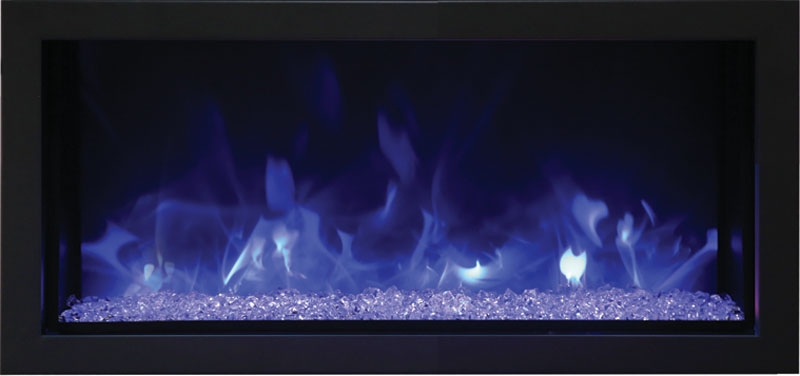XS Extra Slim Indoor/Outdoor Electric Built-in Fireplace w/Black Steel Surround