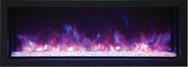 XS 45" Extra Slim Indoor/Outdoor Electric Built-in Fireplace w/Black Steel Surround