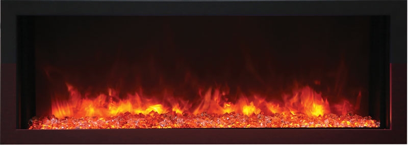 XS Extra Slim Indoor/Outdoor Electric Built-in Fireplace w/Black Steel Surround