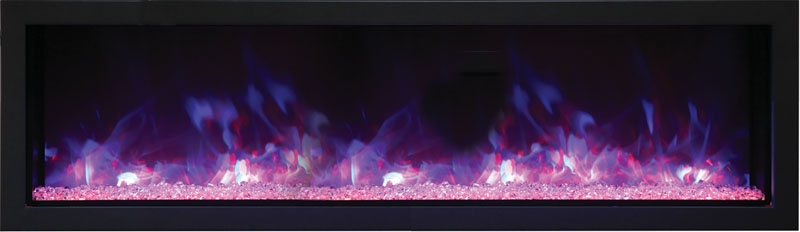 XS Extra Slim Indoor/Outdoor Electric Built-in Fireplace w/Black Steel Surround