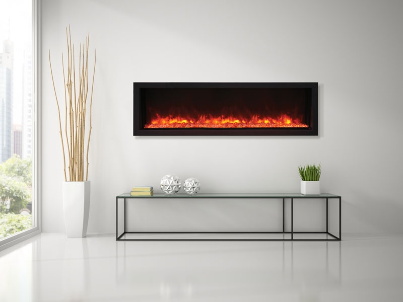 XT 55" Extra Tall Indoor/Outdoor Electric Built-in Fireplace w/Black Steel Surround