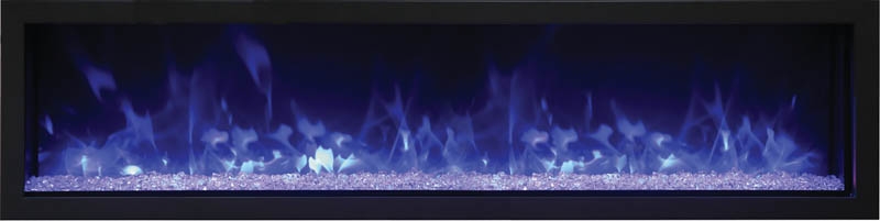 XS 65" Extra Slim Indoor/Outdoor Electric Built-in Fireplace w/ Black Steel Surround