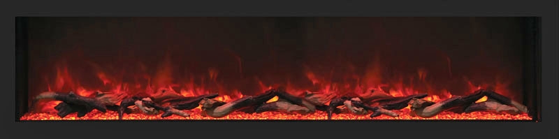 Deep 65" Indoor/Outdoor Electric Built-in Fireplace w/ Black Steel Surround