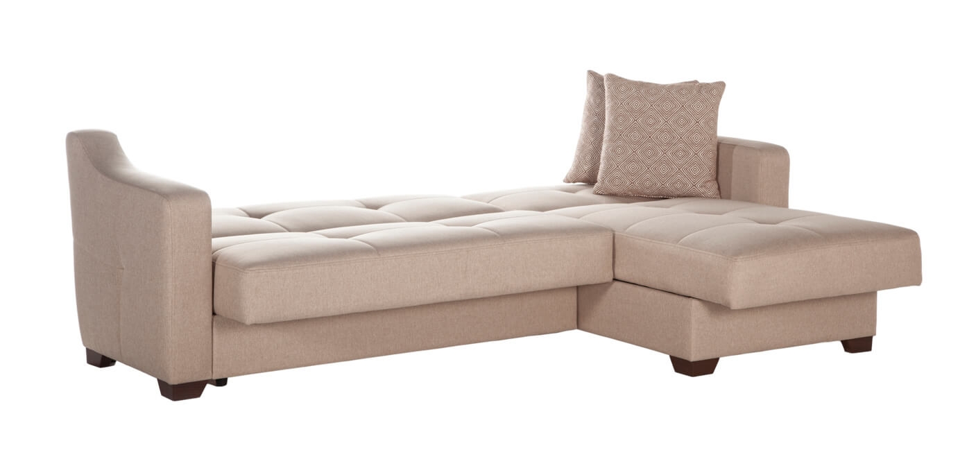 Tahoe Fabric Storage Sleeper Reversible L-Shaped Sectional Sofa