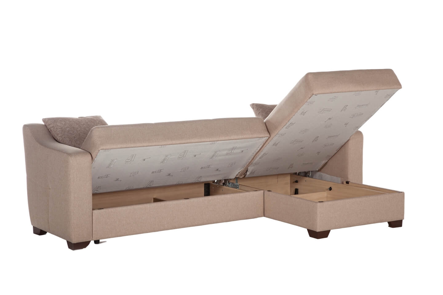Tahoe Fabric Storage Sleeper Reversible L-Shaped Sectional Sofa